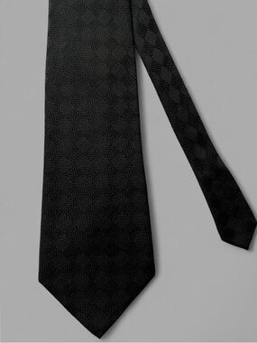 Vintage 90’s Salvatore Pelligrino Black Textured Checkerboard Handmade Silk Tie
